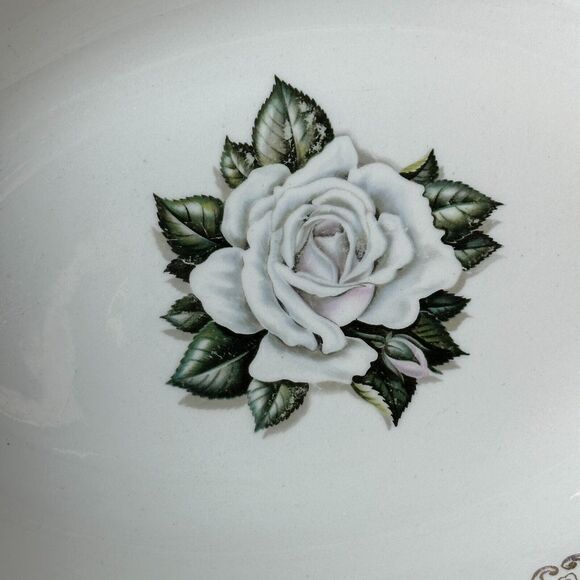 Vtg 1950s Homer Laughlin China Serving Dish Rose Gold Filigree Retro Cottage USA - Picture 3 of 12